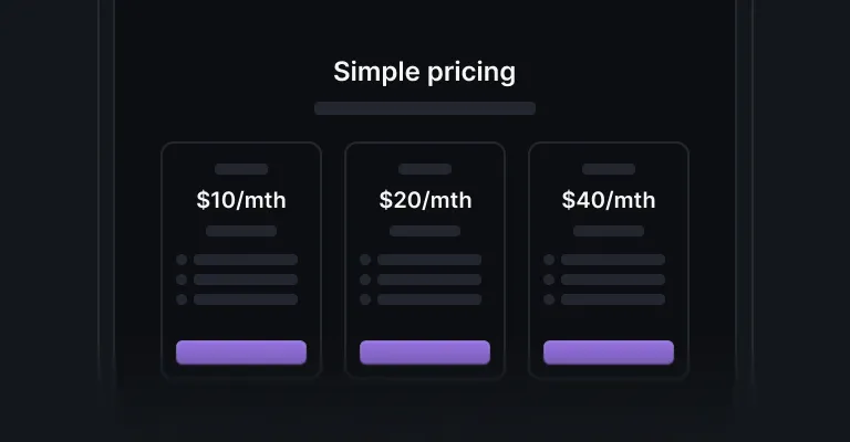 Pricing sections